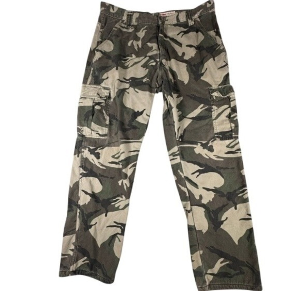Wrangler Cargo Pants Mens 36x32 Camo Relaxed Fit Fleece Lined Utility Rugged